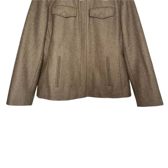 J. Crew Coat Tan Brown Wool Blend Zip Up Pea Coat Minimalist Jacket Small Petite - Picture 4 of 7